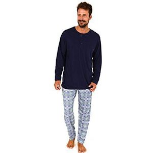 Heren pyjama lange mouwen pyjama Mix & Match optiek - geruit broek - 101 90 601, Kleur: groen; Maat: 52