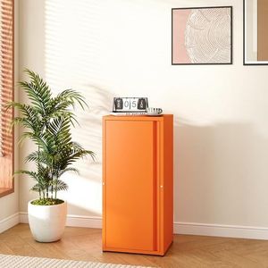 [en.casa] Metalen kast Burlöv opbergkast met deur en 2 verstelbare legplanken 88x40x35  cm oranje