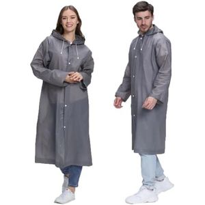 welsberg 2x Regenponcho voor dames en heren, waterdicht, ademend, regenbescherming, voor fietsen, wandelen, vissen, sport, één maat, zilver