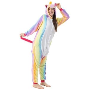 Katara 1744 Animal Onesie (10+ designs) Unisex Pyjama Volwassenen Winter Kigurumi, Regenboog Eenhoorn, Lichaamshoogte 175-185cm