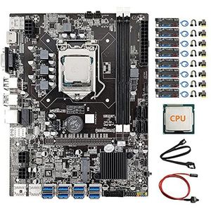 AMIUHOUN B75 8 Card Mijnbouw Moederbord+CPU+8 VER15X Riser Kaarten++Schakelaar Kabel 8 USB3.0 LGA1155 DDR3 SATA3.0 BTC Moederbord