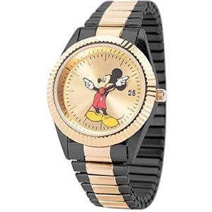 Disney Volwassen klassieke metalen armband analoog quartz horloge, Zwart/Goud, Quartz horloge