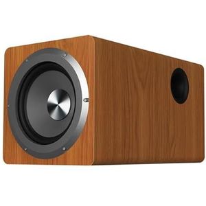 Actieve subwoofer, 6,5-inch houten Hifi-luidsprekers 100W, compact houten ontwerp met kabel, voor tv's, mobiele telefoons en computers.(Brown)