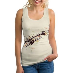 Trumpet And Notes Lichtgewicht Tank Top voor Vrouwen Mouwloze Workout Tops Yoga Racerback Running Shirts L