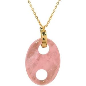 Women Gold Chains Pendant Necklace Bohemia Natural Amazonite Amethyst Necklace Teengirls Jewelry Gift (Color : Rose Quartz Gold)