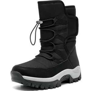 ZHENSI Snowboots Voor Dames Halfhoge Winterwandelschoenen Met Bont Gevoerde Zelfklevende Werklaarzen Voor Buiten,zwart,40 EU