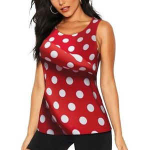 PPHGUT rood wit polka dot Print Vrouwen Zomer Tank Tops Atletische Vakantie Running Wandelen Outdoor Fitness Camping, Zwart, S