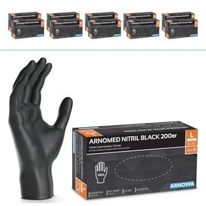 ARNOMED wegwerphandschoenen zwart, wegwerphandschoenen L, nitril handschoenen met 2000 stuks, poedervrij, latexvrije rubber handschoenen, verkrijgbaar in S, M, L & XL