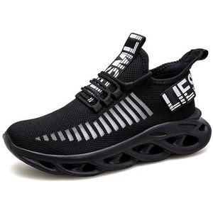 Blade-sneakers for heren, modieuze vlieggeweven mesh buitensportschoenen, lichtgewicht wandelschoenen, fitness-dempingsschoenen (Color : Black, Size : 40 EU)