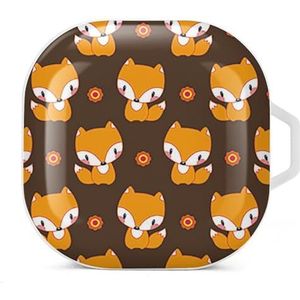 Vossenpatroon oordopjes hoesje compatibel met Samsung hard shell beschermhoes witte stijl