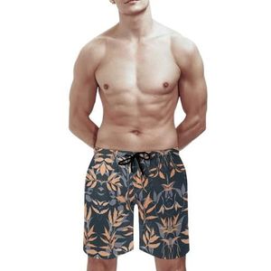 SANYJRV Mannen Hawaii Shorts, Strand Tropische Ademende Korte Broek, Stretch Trekkoord Pocket Zwembroek, Kleur: zwart/bruin,, XL