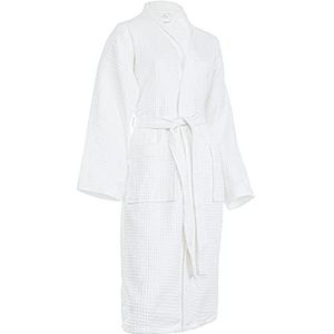 Brandsseller Unisex Badjas van Katoen met Wafelstructuur maat S – Lichte kamerjas voor dames en heren – Saunajack voor wellness & thuis – Comfortabel & ademend – Wit