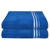 Schiesser Handdoek Skyline Color - 100% Katoen - Set van 2 badhanddoeken - Goed absorberende badlaken set - 70 x 140 cm - Blauw