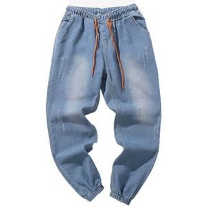 Werkjeans For Heren Stretch Heren Casual Oversized Elastiek Straatjeans Heren, Gescheurde Jeans Overalls Broeken (Color : Light blue, Size : 5XL)