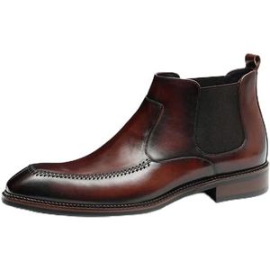 Heren ronde teen loafers, echt lederen bootschoenen, gesp wandelschoen casual lederen schoenen voor mannen, Bruin, 39.5 EU
