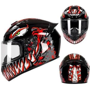 Motorhelmen Race Motocrosshelmen, DOT-goedgekeurd, for bromfietsen Cruisers Scooters (maat medium)(Red Venom,Large)