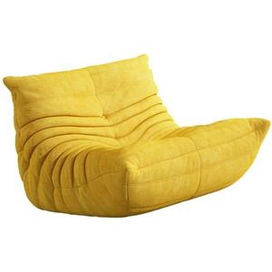 Loungestoel Zachte luie vloerbank voor slaapkamer Armloze suède stoffen hoes Zitzak Bank Fauteuil Modern Ontspannend 70 * 93 * 85cm geel