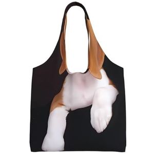 YIFEIWSHH Ovely Pet Dog Beagle Extra Grote Capaciteit Schoudertas Canvas Tas Voor Winkelen Reizen Dagelijks Gebruik, Zwart, Eén maat