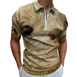 Leuke fret half rits poloshirt voor mannen slim fit korte mouw T-shirt sneldrogend golf tops T-shirts L