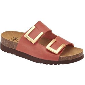 Scholl, Damessandalen met dubbele klittenbandsluiting en goudkleurige sluiting, Rood, 36 EU