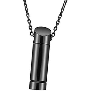 SASHUN XLIAN326 Aangepaste Roestvrij Staal Crematie Sieraden Voor As Urn Ketting Hanger Voor Mannen Mannelijke Hip Hop Geschenken Memorial Ash Sieraden Huisdier Memorial (Metalen kleur: Zwart niet graveren)