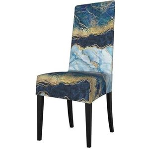 KemEng Abstracte verf goud glitter blauw marmer, stoelhoezen, stoelbeschermer, stretch eetkamerstoelhoes, stoelhoes voor stoelen