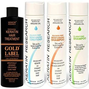Gold Label Professional Keratin Large Set Treatment Super Enhanced Formula Specifically Designed for Coarse Curly Black, African, Dominican and Brazilian Hair types