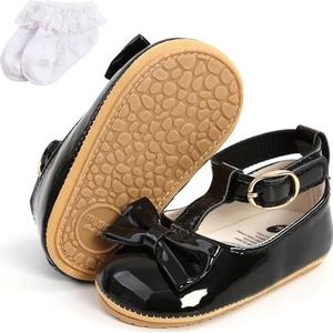 Baby meisjes prinses schoenen Baby eerste wandelschoenen Toddler Mary Jane schoenen Infant PU leer Prewalkers met sok voor 6-12 maanden