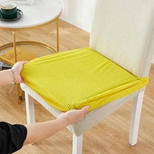Jacquard stoelkussenhoes voor elastische stoelhoezen voor eetkamer stoelbeschermer stoelbekleding voor thuis stoelhoezen-geel-1-stks