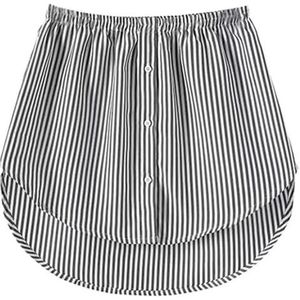 LNNXSZ Shirt extenders voor vrouwen vrouwen meisjes shirt blouse extender verstelbare gelaagdheid faux top lagere sweep mini rok valse zoom splitsing onderrok (kleur: zwarte streep, maat: XL)