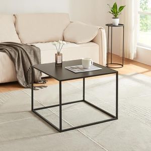 [en.casa] Salontafel Solund bijzettafel metaal zwart mat 60x60x45 cm rechthoek