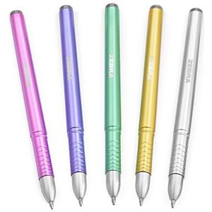 Zebra ZGE Gel Ink Stick Pennen - Metallic Barrel - 0,7 mm - Pack van 5 verschillende kleuren