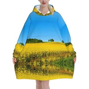 Oversized Bloem Veld Hoodies Vrouwen Uk Pluizige Deken Hoodie Sherpa Vrouwen Fleece Draagbare Deken Mannen