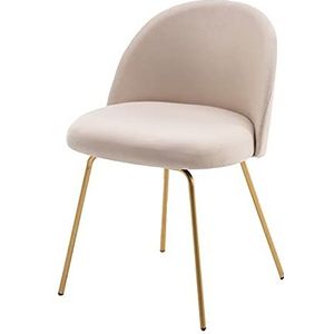 GEIRONV 1 Stuk Keuken Eetkamerstoel,Thuis Slaapkamer Balkon Nail Art Make-up Stoel Linnen Gouden Been Lounge Stoel 46×46×78cm Eetstoelen (Color : Beige, Size : 46x46x78cm)