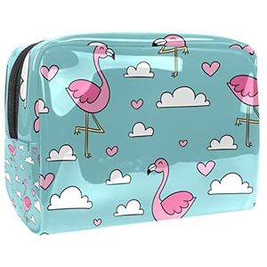 Make-uptas voor dames,waterdichte make-uptas,cosmetische reistas,roze flamingo patroon Afdrukken