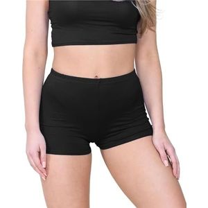 janisramone Vrouwen Dames Nieuwe Effen Elastische Hot Pants Shorts Dance Gym Club Wear Party Mini Shorts, Zwart, 38-40