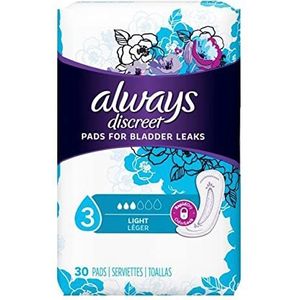 Always Discreet, Incontinentie Light Pads, 3 Drops, 30 Pads elk (1 Pack)