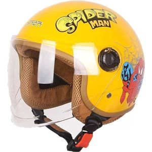 Motorhelm Voor Kinderen, Meisjes, Jongens, ECE-Certificering, Kinderjethelm Met Vizier, Scooterhelm, Kinderscooterhelm, Bromfietshelm, Fietshelm, Snelsluiting, Afneembaar, Wasbaar A,48-56CM