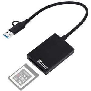 JJC Metalen USB 3.0 XQD Kaartlezer, USB C USB A Externe Geheugenkaartlezers Compatibel met XQD-G/M Serie Geheugenkaarten, 5Gbps Overdrachtssnelheid XQD Adapter
