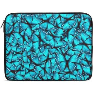Blauwe Monarch Vlinder Laptop Sleeve Case Casual Computer Beschermhoes Slanke Tablet Draagtas Aktetas 17 inch
