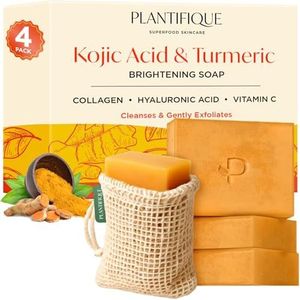 PLANTIFIQUE Kojic Acid Zeep tegen Hyperpigmentatie - 160g – Kurkuma zeep 2 stuks met hyaluronzuur, collageen en vitamine C, vegan gezichts- en lichaamszeep voor donkere vlekken, vrouwen en mannen.