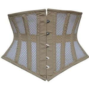Hi-GERMANWEARS Hi-46 Dames Underbust Black Cotton Mesh Steel Boned Body Waist Shaper Training Taille Korset Corsets (Nude, 3XS), nude, 3XS