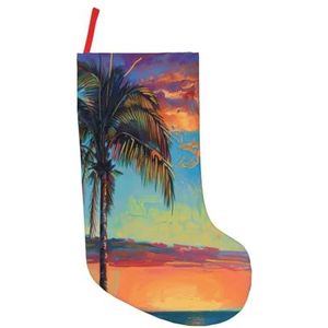 Zonsondergang Palm Print Kerst Kousen,Vakantie Party Decoraties