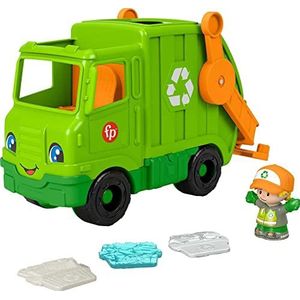 ​Fisher-Price Little People Recycling Truck, Push-Along Musical Toy with Figure for Toddlers and Preschool Kids Ages 1 to 5 Years