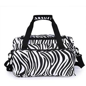 Gereedschapstas voor professionele kappers, zebrahuid, met schouderriem en accessoirevakken, aanpasbare binnenuitrusting met scheidingswanden, ideaal voor haardrogers, stijltangen, krultang,