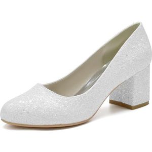 SYDZSW Glitter Ivoor Bruidsschoenen Hoge Hakken Sandaal Bride 35-42, Wit, 43 EU