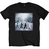 The Beatles T Shirt Abbey Christmas Band Logo nieuw Officieel Zwart