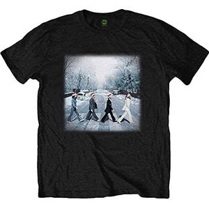 The Beatles T Shirt Abbey Christmas Band Logo nieuw Officieel Zwart