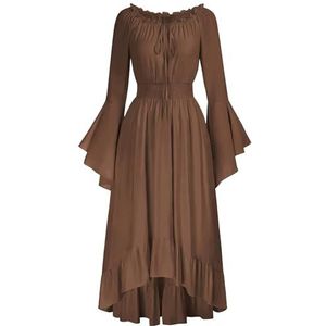 EMMHouse Middeleeuws renaissancekostuum Victoriaanse jurk voor dames, gothic, heksenjurk, cosplay jurken, Bruin, XXL