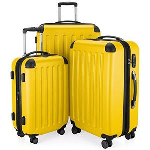HAUPTSTADTKOFFER - Spree - 3-delige kofferset trolleyset rolkoffer reiskoffer, TSA, (S, M & L), geel, geel, Set, Kofferset